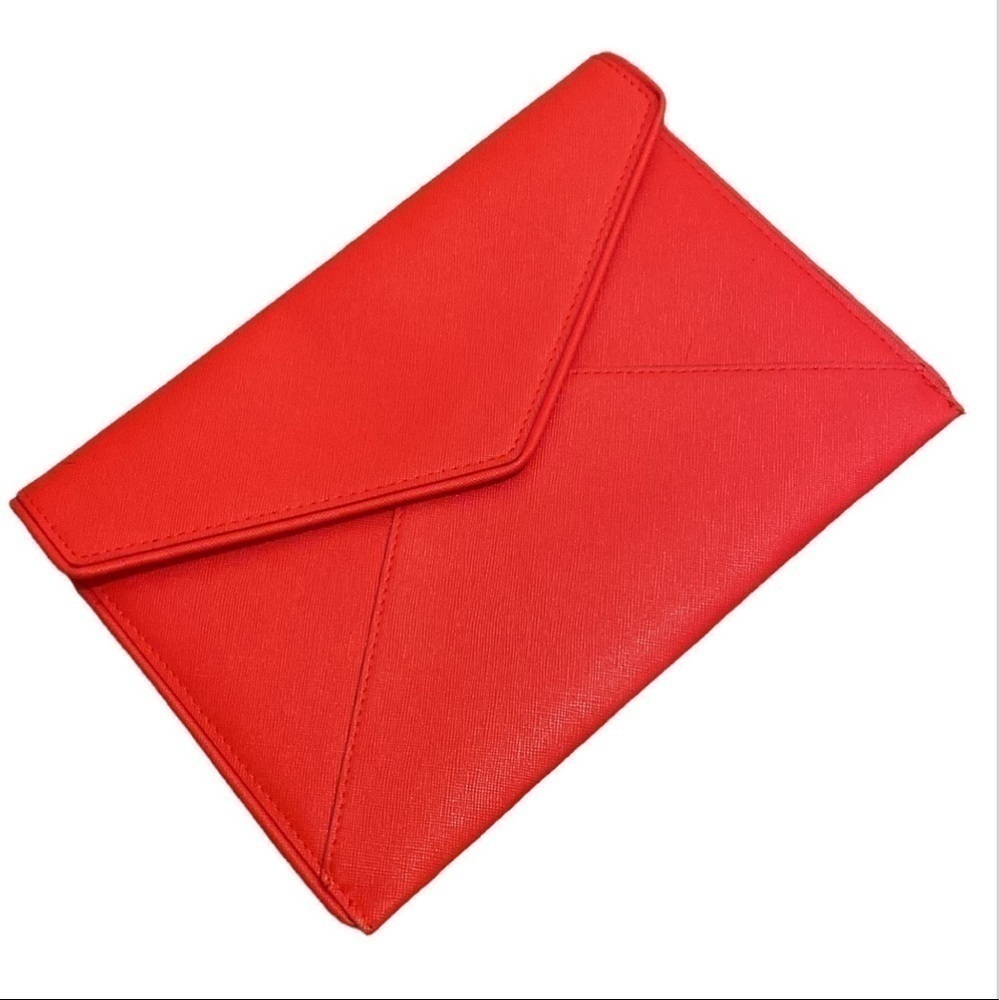 Sephora bright red faux leather clutch/ document/ essentials bag .